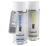 MG PRIME Pintura automotriz Set de aerosoles para Mercedes 787/7787 Mountaingrau Metallic/Mountain Grey Metallic Pintura base pintura transparente, bote de spray de 400 ml