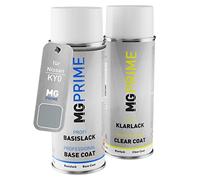 MG PRIME Pintura automotriz Set de aerosoles para Nissan KY0 / KYO Sporty Silver Metallic/Blade Silver Metallic Pintura base pintura transparente, bote de spray de 400 ml