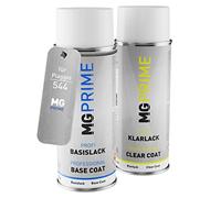 MG PRIME Pintura automotriz Set de aerosoles para Piaggio 544 / BR Bianco Luna/Bianco Innocenza Pintura base pintura transparente, bote de spray de 400 ml
