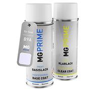 MG PRIME Pintura automotriz Set de aerosoles para Seat B9A / B4 Blanco Candy/Candy Weiss Pintura base pintura transparente, bote de spray de 400 ml