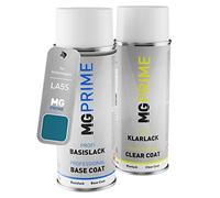 MG PRIME Pintura automotriz Set de aerosoles para Volkswagen VW LA5S / A5S / 2J New River Blue Metallic Pintura base pintura transparente, bote de spray de 400 ml