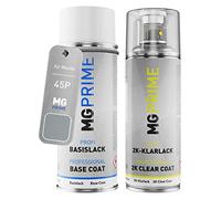MG PRIME Pintura automotriz Spray para Mazda 45P Sonic Silver Metallic +2K | Diamantsilber Metallic, Kit capa de base + barniz 2K, Aerosoles 400ml
