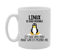MG3860 Geeky - Linux Is User Friendly It's Just Very Picky About Who Its Frient Are Novelty Gift Printed Tea Coffee Ceramic Mug