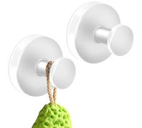 MGahyi Ganchos con ventosa, ganchos sin taladrar para ducha, baño, toallas colgantes, batas, montaje en puertas de ducha de cristal, azulejos, espejos (blanco, 2 unidades)