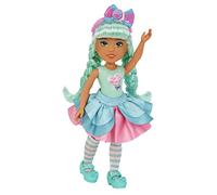 MGA's Dream Bella Little Candy Princess - DREAMBELLA - Muñeca de 14 cm con aroma a algodón de azúcar - Incluye etiqueta Rasca y Huele, pelo largo verde azulado, diadema y accesorios de moda - Edad: 3+