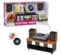 MGA's Miniverse Minirreproductor de vinilos Coleccionable Real Music Mini Record Player Collectable - Incluye 1 Disco de Vinilo, Mueble y Altavoces, Compatible con los vinilos Miniverse, Edad 8+ años