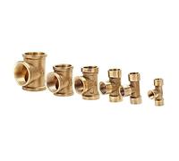 MGAYTYOAG Conector acoplador adaptador de tubería de latón tipo T para agua, combustible y gas, 1/8 quot; 1/4 quot; 3/8 quot; 1/2 quot; 3/4 quot; 1 cita; rosca hembra BSP de 3 vías, 1 unidad (0.5