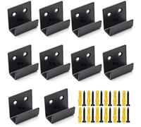 MgcTolBox 10 Juegos de Soporte Espejo Pared Con Tacos y Tonillos, Soporte de Pared de Acero Inoxidable para Cuadros, Herrajes Colgar Muebles Cocina - Gancho de Gravedad Tipo J - Negro