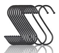 MgcTolBox 20 Ganchos para Colgar, Ganchos en Forma de S, Ganchos Metal para Cocina, Baño, Armario, Oficina, Jardín（Medio, Negro）