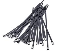 MgcTolBox Bridas Metalicas Negras 400 x 5.5mm, Bridas de Acero Inoxidable Resistentes, Abrazaderas Metalicas Para Tubos, Vallas y Inicio Bricolaje | 30 pieza