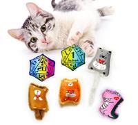 MGCUTIMAL Juguetes para gatos, juguetes de hierba gatera de felpa suave, juguetes interactivos para gatos con sonido arrugado para gatitos de interior (4+2 bichos felices y dados mágicos)