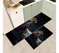 MGDIFYXAA Alfombra de Cocina Pack de 2 - Alfombrilla de Pasillo Animales Salvajes, Alfombrilla de Cocina Leopardo en una Jaula Antideslizante Lavable,para Salón, Dormitorio, 40×60cm+40×120cm