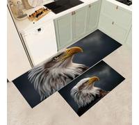 MGDIFYXAA Alfombra de Cocina Pack de 2 - Alfombrilla de Pasillo Retratos de Animales, Alfombrilla de Cocina Cabeza de águila Gris Antideslizante Lavable,para Salón, Dormitorio, 50×80cm+50×150cm
