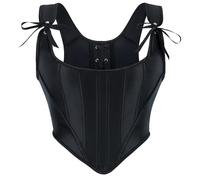 MGDIFYXAA Chaleco Corsé Jacquard de Algodón para Mujer Bustier Sexy Corsé con Cordones Corto Moldeador con Varillas Corsé de Espalda Negro M