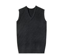 MGDIFYXAA Chaleco De Punto Para Hombre - Chaleco Sin Mangas Con Rayas Y Cuello En V Para Hombre, Chaleco De Punto Clásico Para Caballero De Negocios, Suéter, Pulóver, Camisetas Sin Mangas, Negro, L