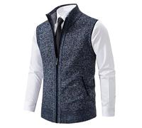 MGDIFYXAA Chaleco Sin Mangas Para Hombre - Chaleco Suéter Sin Mangas De Punto Para Hombre Cárdigan Con Cremallera Suéter Con Cuello Alto Suéter De Punto Punto Para Primavera Otoño Invierno Gris Yo