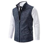MGDIFYXAA Chaleco Sin Mangas Para Hombre - Chaleco Suéter Sin Mangas De Punto Para Hombre Cárdigan Con Cremallera Suéter Con Cuello Alto Suéter De Punto Punto Para Primavera Otoño Invierno Gris Sg