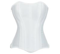 MGDIFYXAA Corsé Bustier para Mujer de Satén Estilo Vintage Overbust Corsé Sexy con Cordones y Cremallera Faja Moldeadora BLANCO XXL