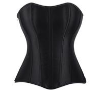 MGDIFYXAA Corsé Bustier para Mujer de Satén Estilo Vintage Overbust Corsé Sexy con Cordones y Cremallera Faja Moldeadora negro XXL