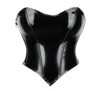 MGDIFYXAA Corsé Sexy de Cuero para Mujer con Cremallera Bustier Overbust Espalda Descubierta Top Corsé Chaleco Moldeador Negro S