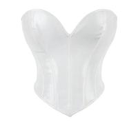 MGDIFYXAA Corsé Sexy de Cuero para Mujer con Cremallera Bustier Overbust Espalda Descubierta Top Corsé Chaleco Moldeador Blanco M