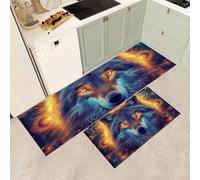 MGDIFYXAA Juego de 2 Alfombra Cocina Lavable Antideslizante - Tapete Cozinha Animal Absorción de Agua Ideal para Alfombras de Pasillo y Cocina,Lobo de mandrágora 40×60cm+40×120cm