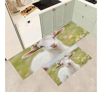 MGDIFYXAA Juego de 2 Alfombras Cocina Animales Rurales Resistente y Fácil de Lavar - Alfombra Cocina Cabrita Lavable Antideslizante - Lavables en Lavadora - Ideal para Pasillo