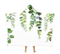 MGDIFYXAA Plantas de Acuarela Mujer Manta Sudadera con Capucha de Gran Hojas Verdes Colgantes Snuggle Manta Suave Cálida Acogedora Franela Mantas Usable para Adultos Hombres Mujeres 130 × 150 cm