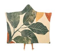 MGDIFYXAA Plantas Retro Mujer Manta Sudadera con Capucha de Gran Hojas Grandes Snuggle Manta Suave Cálida Acogedora Franela Mantas Usable para Adultos Hombres Mujeres 130 × 100 cm