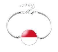 MGDIFYXAA Pulsera Con La Bandera De Mónaco, Cadena Ajustable De Cristal, Hecha A Mano, Regalo De Joyería Para Hombres Y Mujeres, Color Blanco, 20 Mm
