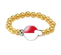 MGDIFYXAA Pulsera Con La Bandera De Mónaco, Hecha A Mano, Con Cuentas Elásticas, Ideal Como Recuerdo De Viaje, Joyería Para Hombres Y Mujeres, Color Amarillo, 18 Cm.