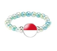 MGDIFYXAA Pulsera Con La Bandera De Mónaco, Hecha A Mano, Con Cuentas Elásticas, Ideal Como Recuerdo De Viaje, Joyería Para Hombres Y Mujeres, Color Verde, 18 Cm.
