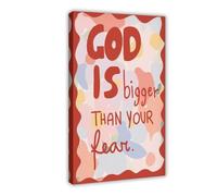 MGDUJGH Dios es mayor que tus miedos, citas de fe cristiana, versículos bíblicos, lienzo moderno, impresiones artísticas para pared, pinturas para sala de estar, dormitorio, decoración de 40 x 60 cm