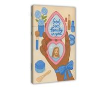 MGDUJGH Dios ve la belleza en ti, afirmaciones de fe Jesús, citas de Jesús, lienzo moderno para pared, impresiones artísticas para sala de estar, dormitorio, decoración de 30 x 45 cm