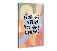 MGDUJGH God Has A Plan, You Have A Purpose. Fe abstracta. Citas inspiradoras de la Biblia. Lienzo moderno póster para pared, pinturas para sala de estar, dormitorio, decoración de 30 x 45 cm
