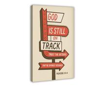 MGDUJGH God Is Still on Track Letreros cristianos versículos bíblicos basados en la fe lienzo de aliento moderno póster para pared, pinturas para sala de estar, dormitorio, decoración de 40 x 60 cm