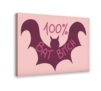 MGDUJGH Lienzo 100% rosa murciélago para Halloween, estilo preparado, con citas divertidas de terror, póster moderno para pared, pinturas para sala de estar, dormitorio, decoración de 40 x 60 cm