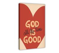 MGDUJGH Lienzo moderno con versículos bíblicos con citas de fe y texto en inglés "God Is Always Good", impresiones artísticas para pared, pinturas para sala de estar, dormitorio, 60 x 90 cm