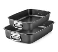 MGE - 2x Rustidera de Horno - Bandeja de Horno Universal - Bandeja para Asar - Bandejas para Hornear - Fuentes de Horno - Fuentes para Asar - Recubrimiento Antiadherente - Set de 2