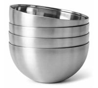 MGE - 4 Boles de Acero Inoxidable - Cuencos Ideales para Mezclar, Repostería y Ensaladas - Ensaladeras de Cocina para Hogar Moderno - Set 4-19,5 cm