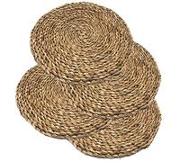 MGE - 4X Salvamanteles Individuales de Mimbre - Bajoplatos Redondos - Manteles Individuales Redondos - Bajoplatos Mimbre de Mesa - Bajoplatos Individuales - Manteles Individuales - Set de 4, 25 cm