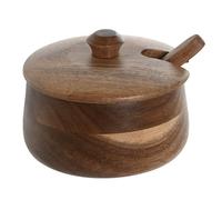 MGE - Azucarero de Madera con Tapa y Cucharita - Salero - Recipiente para Aliños o Especias - Dosificador de Aliños o Especias - Salero o Azucarero - Madera de Acacia