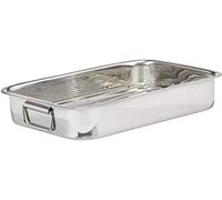 MGE - Bandeja de Horno Universal con Rejilla 35 cm - Fuente Rectangular Antiadherente de Acero Inoxidable para Asar, Hornear y Cocinar con Menos Grasa