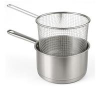 MGE - Cazo de Cocina con Cestilllo Freidor - Cazo Acero Inoxidable con Cesto Freidora - Cazo Freidora con Cestillo - Ø 16 cm