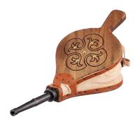 MGE - Fuelle Chimenea de Madera Natural 43 cm, con Boquilla Metálica para Avivar Brasas, Soplador para Barbacoa y Estufa de Leña, Diseño Tradicional Blanco