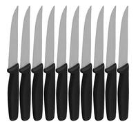 MGE - Juego de Cuchillos de Carne - Set de Cuchillo Chuletero - Cuchillos de Mesa - Cuchillos Sierra Mesa - Set Cuchillos Acero Inoxidable - Mango Negro - Set de 12