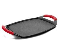 MGE - Parrilla rectangular plana antiadherente - Sartén con asas - Bandeja de parrilla para una cocina saludable y deliciosa - Sartén para asar por inducción, sartén antiadherente - Efecto piedra - 47