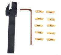 MGEHR1212-2 - Portaherramientas de torno compatible con insertos de carburo MGMN200, paquete de 10 cuchillas de carburo cementado con llave, vástago de 12 x 12 mm para ranurar y