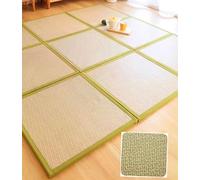 MGEMJMJ Alfombrilla de ratán plegable tradicional japonesa, antideslizante, cómoda, para sala de estar, sala de juegos, dormitorio (tamaño: 6 piezas, 120 x 180 cm, color: verde)