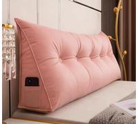 MGEMJMJ Almohada De Cabecera Almohadas De Cuña Triangulares De Refuerzo Grande para Sofá Cama Cojín De Apoyo Respaldo Reposo En Cama Almohada De Lectura Posicionamiento(Size:150x50x18cm,Color:Rosa)